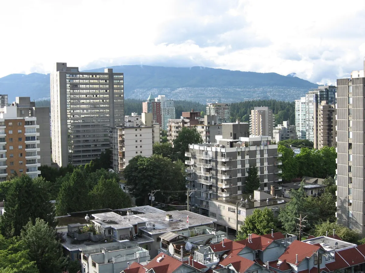 Apartment towers and low-rise buildings in Vancouver’s West End