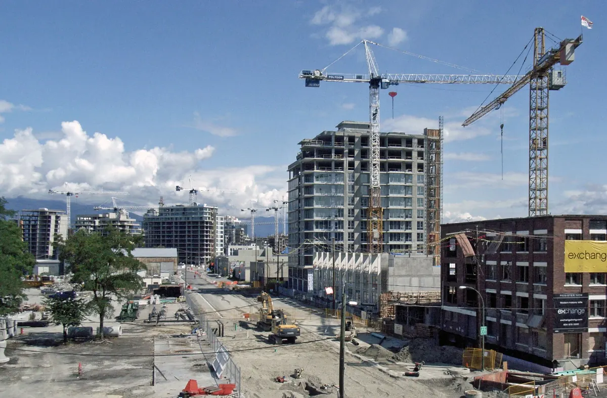 Towers under construction in the Southeast False Creek district of Vancouver
