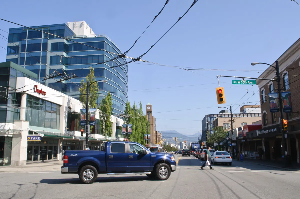 Shops and office buildings along Granville Street in downtown Vancouver