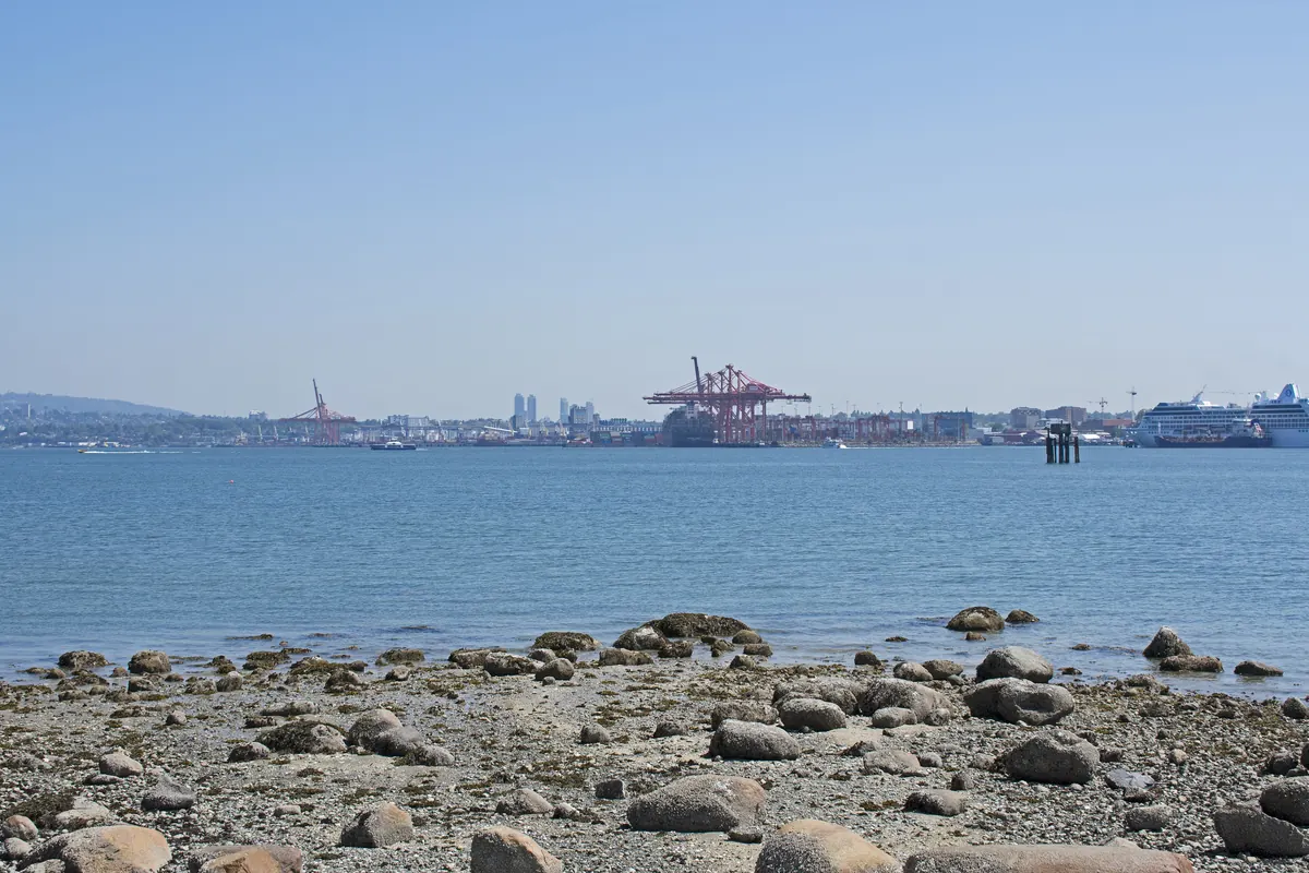 The Port of Vancouver seen across the water from Stanley Park