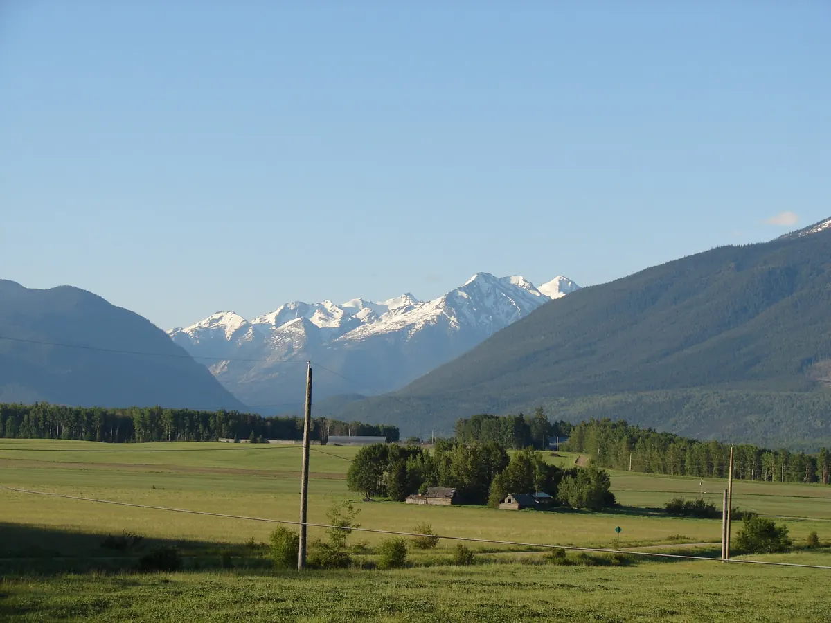 Farmland and mountains in British Columbia